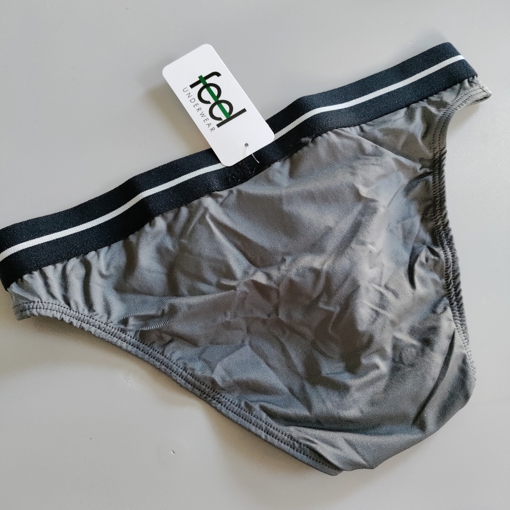 feel underwear Medium high cut boy bikini gray black blue 30-32 NWT - Picture 4 of 15